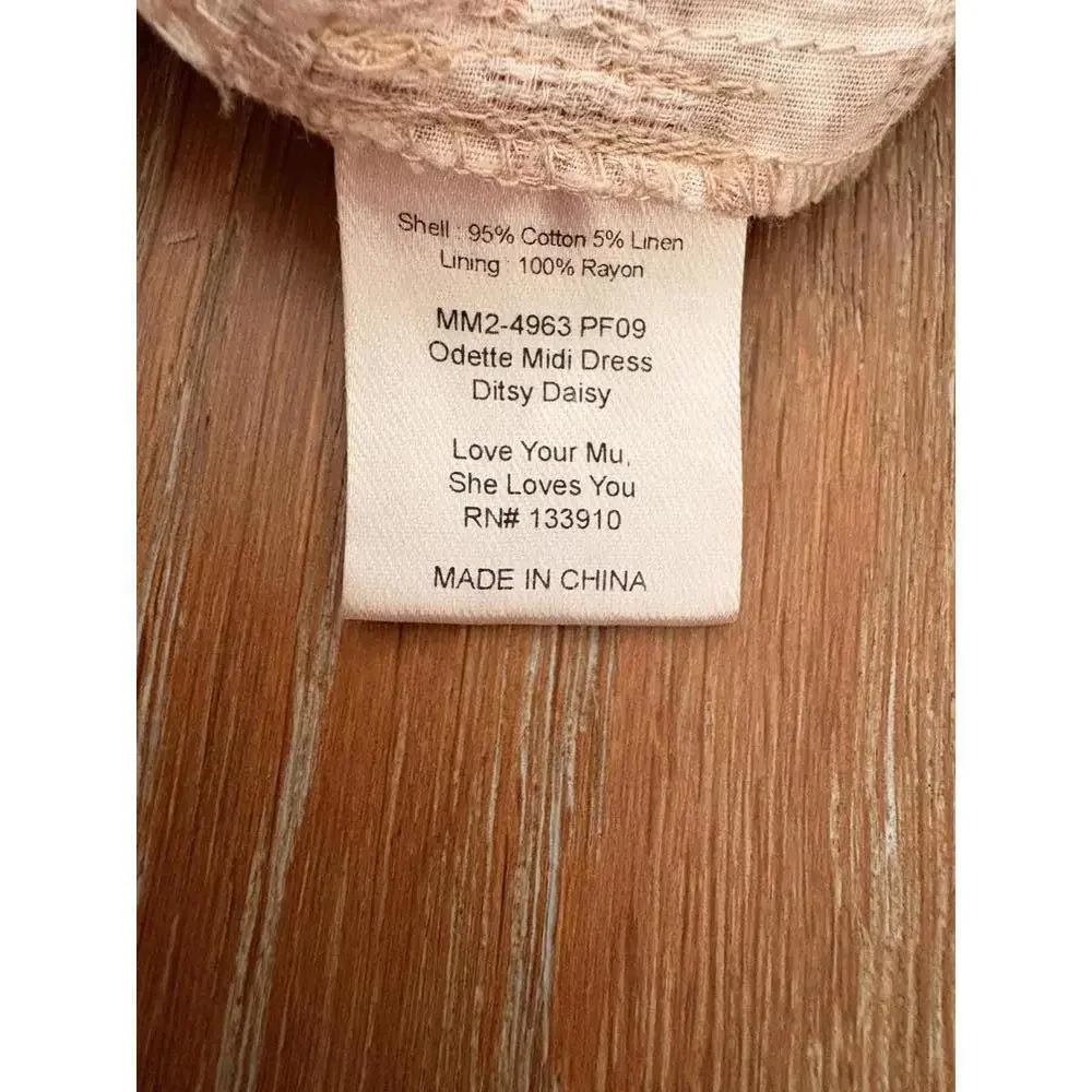 Show Me Your MuMu Cream Floral Puff Sleeve Maxi Dress 100%Cotton US Small - Picture 4 of 8